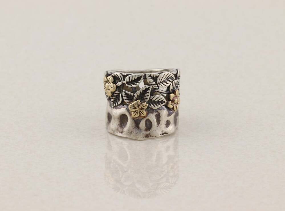 Sterling Silver Flower Leaf Ring Size 4 3/4 Woman Teen Child